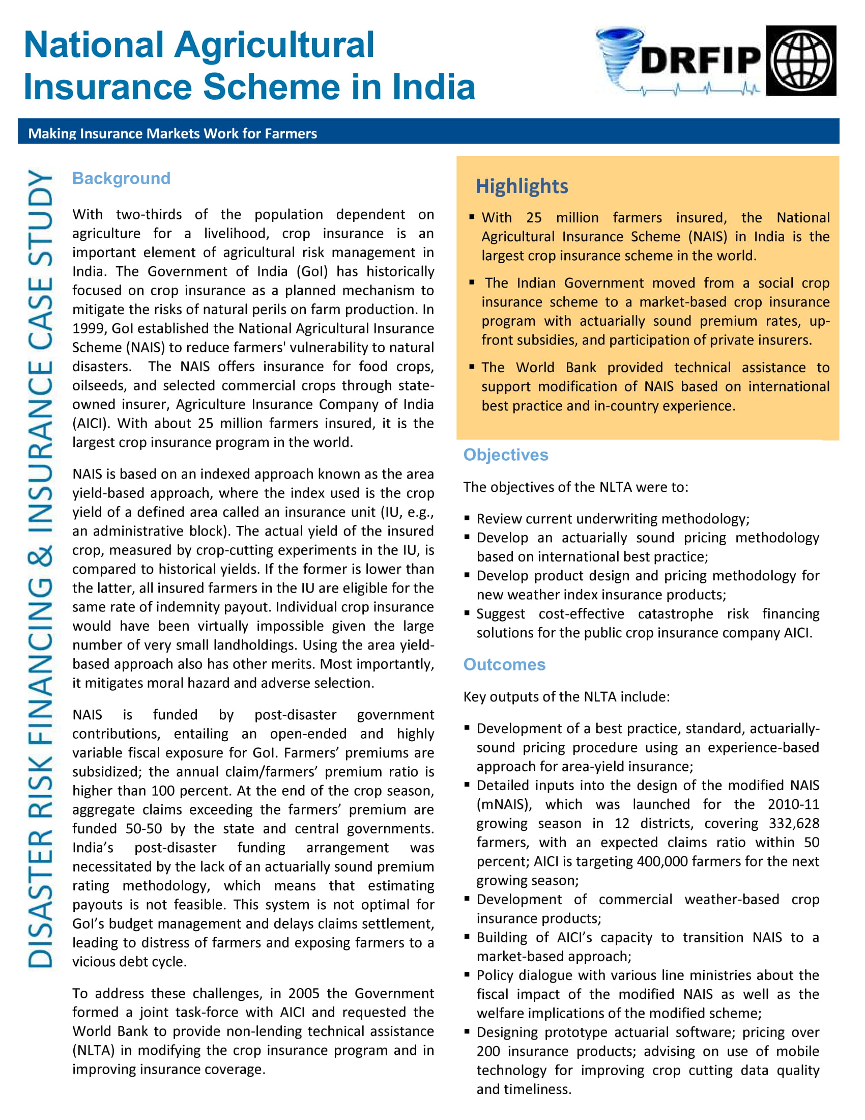 research paper on agriculture insurance in india